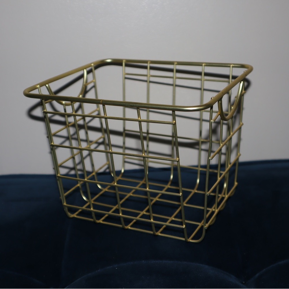 Gold Metal Basket Office Stationary